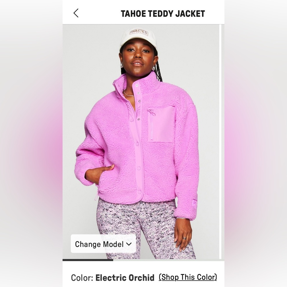 Fabletics Tahoe Teddy Jacket, Purple